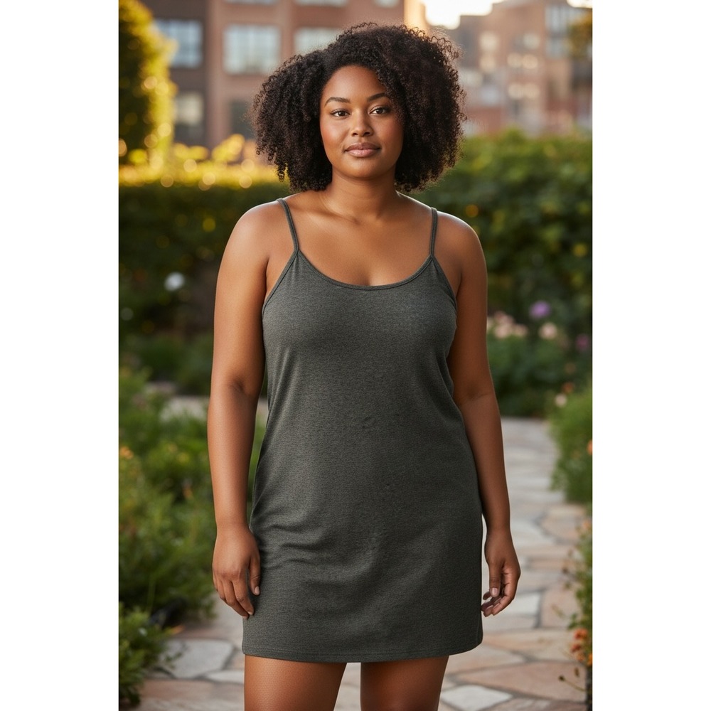 Disney Womens Charcoal Grey Spaghetti Strap Cami Mini Dress 2XL Stretch